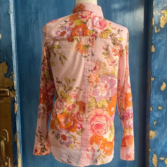 Cotton Floral Button-Down Shirt in Pink by Arnold Zimberg - Picture 3 of 5